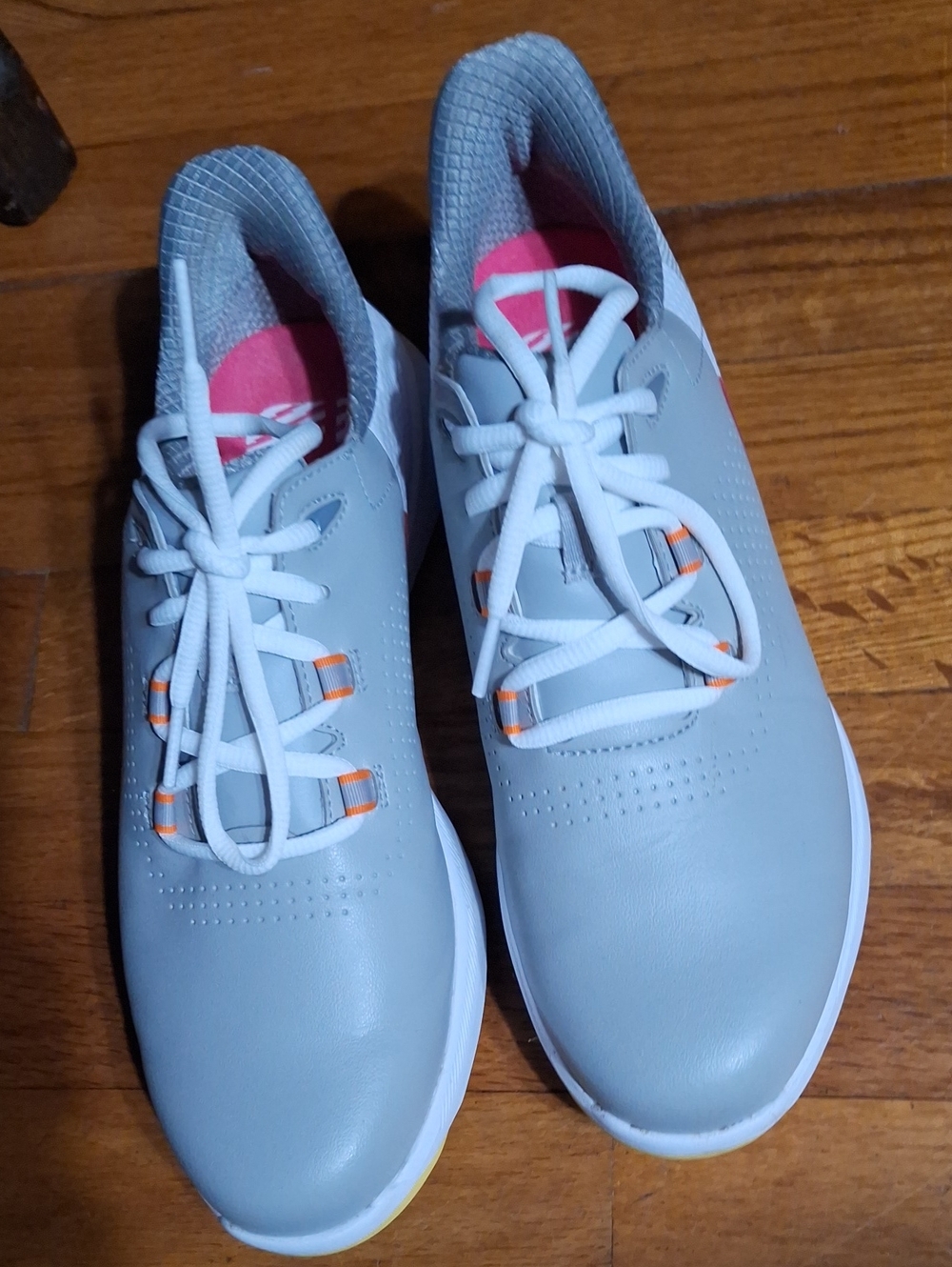 Light Gray Athletic Sneakers with Pink Accents